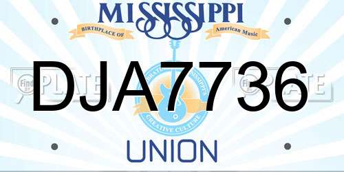 DJA7736 Mississippi License Plate