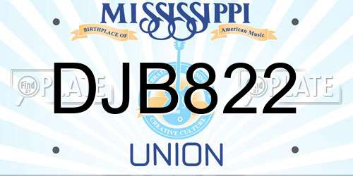 DJB822 Mississippi License Plate