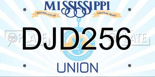 DJD256 Mississippi License Plate