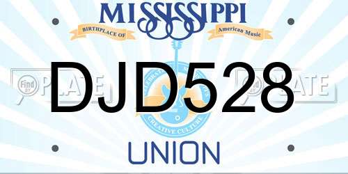 DJD528 Mississippi License Plate