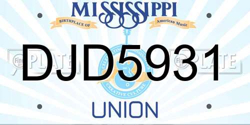 DJD5931 Mississippi License Plate