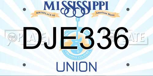 DJE336 Mississippi License Plate
