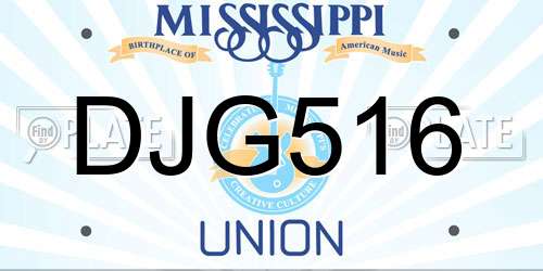 DJG516 Mississippi License Plate