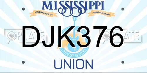 DJK376 Mississippi License Plate