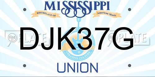 DJK37G Mississippi License Plate