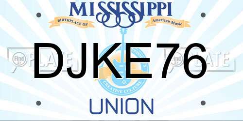 DJKE76 Mississippi License Plate