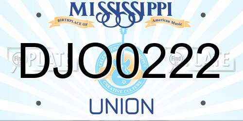 DJO0222 Mississippi License Plate
