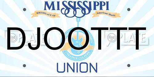 DJOOTTT Mississippi License Plate