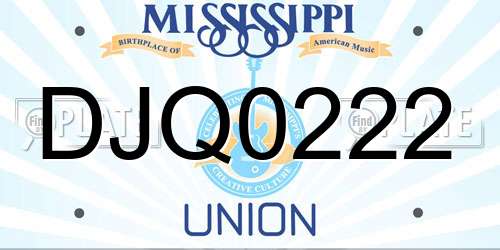 DJQ0222 Mississippi License Plate