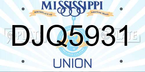 DJQ5931 Mississippi License Plate