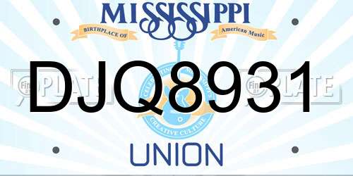 DJQ8931 Mississippi License Plate