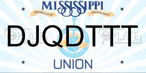 DJQDTTT Mississippi License Plate