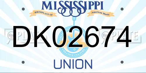 DK02674 Mississippi License Plate