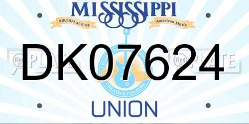 DK07624 Mississippi License Plate