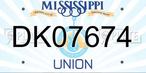 DK07674 Mississippi License Plate