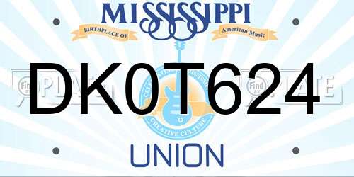 DK0T624 Mississippi License Plate