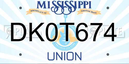 DK0T674 Mississippi License Plate