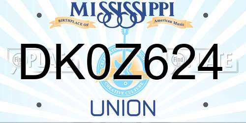 DK0Z624 Mississippi License Plate