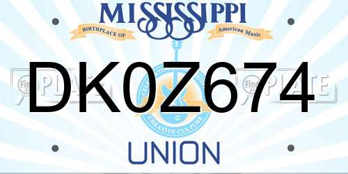 DK0Z674 Mississippi License Plate