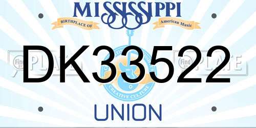 DK33522 Mississippi License Plate