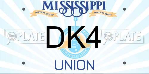 DK4 Mississippi License Plate