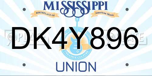 DK4Y896 Mississippi License Plate