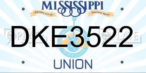 DKE3522 Mississippi License Plate