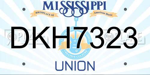 DKH7323 Mississippi License Plate