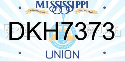 DKH7373 Mississippi License Plate