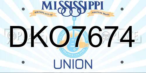 DKO7674 Mississippi License Plate