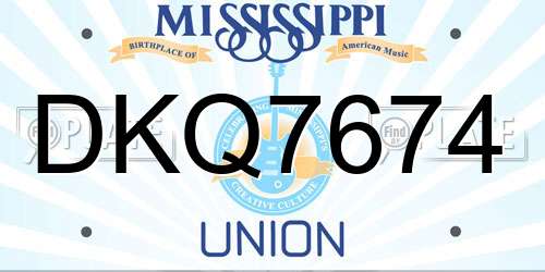 DKQ7674 Mississippi License Plate