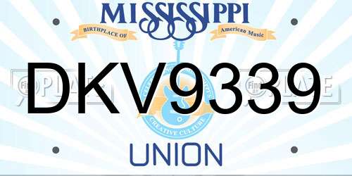 DKV9339 Mississippi License Plate