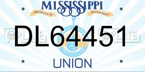 DL64451 Mississippi License Plate