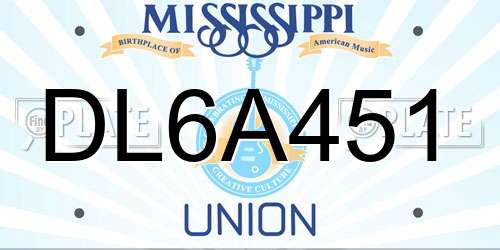 DL6A451 Mississippi License Plate
