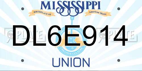 DL6E914 Mississippi License Plate