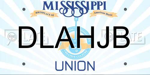 DLAHJB Mississippi License Plate