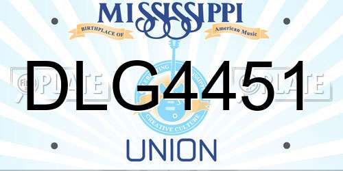DLG4451 Mississippi License Plate
