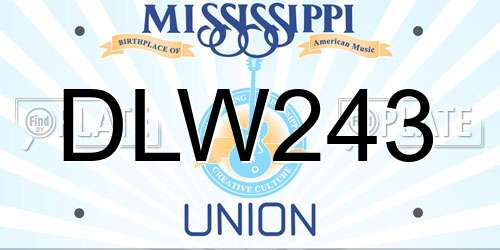 DLW243 Mississippi License Plate