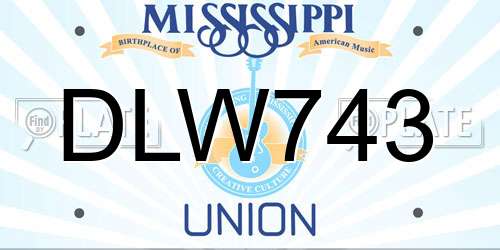 DLW743 Mississippi License Plate