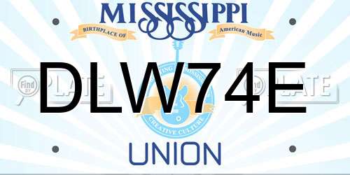 DLW74E Mississippi License Plate