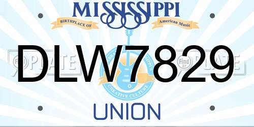DLW7829 Mississippi License Plate