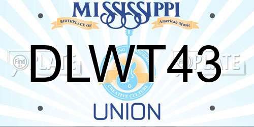 DLWT43 Mississippi License Plate