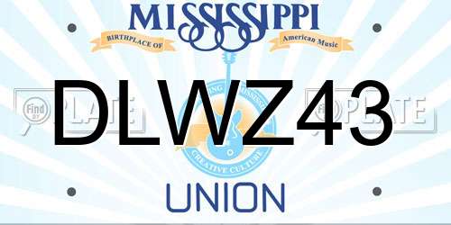DLWZ43 Mississippi License Plate