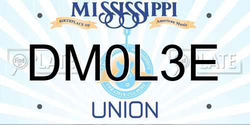 DM0L3E Mississippi License Plate