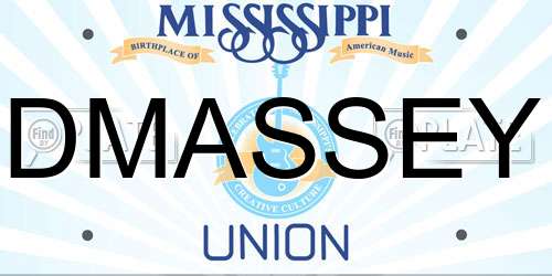 DMASSEY Mississippi License Plate