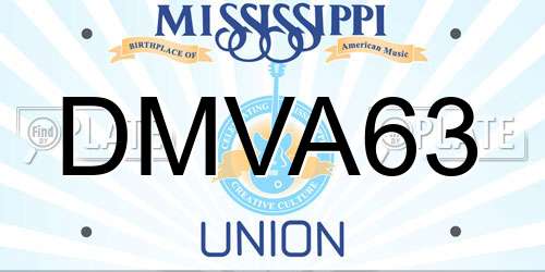 DMVA63 Mississippi License Plate