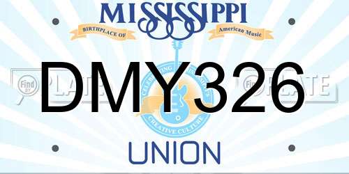 DMY326 Mississippi License Plate