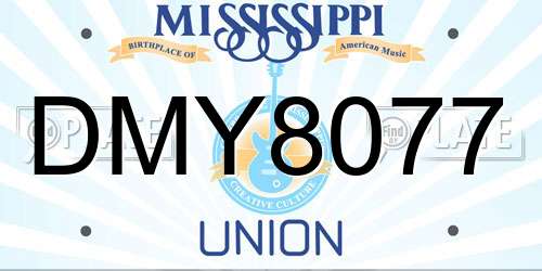 DMY8077 Mississippi License Plate