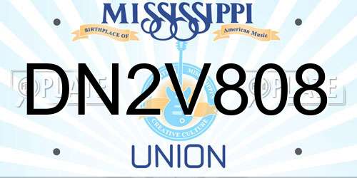 DN2V808 Mississippi License Plate