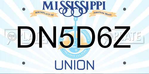 DN5D6Z Mississippi License Plate